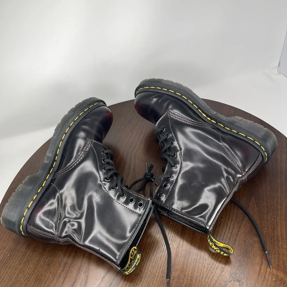 Dr. Martens Womens Boot 6 Arcadia Red Cherry Black Leather Lace Up Combat 1460 - Picture 6 of 16